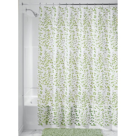 B & K iDesign 72 in. H X 72 in. W Green and White Vines Shower Curtain PEVA 32480